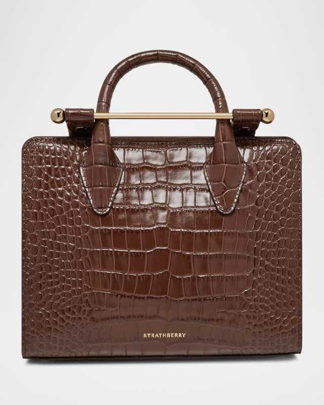 Mini Croc-Embossed Leather Tote Bag